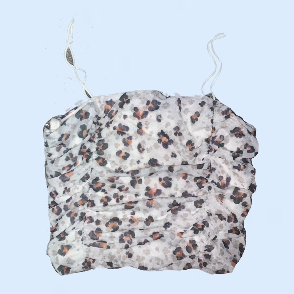 Ruched cheetah print crop top,